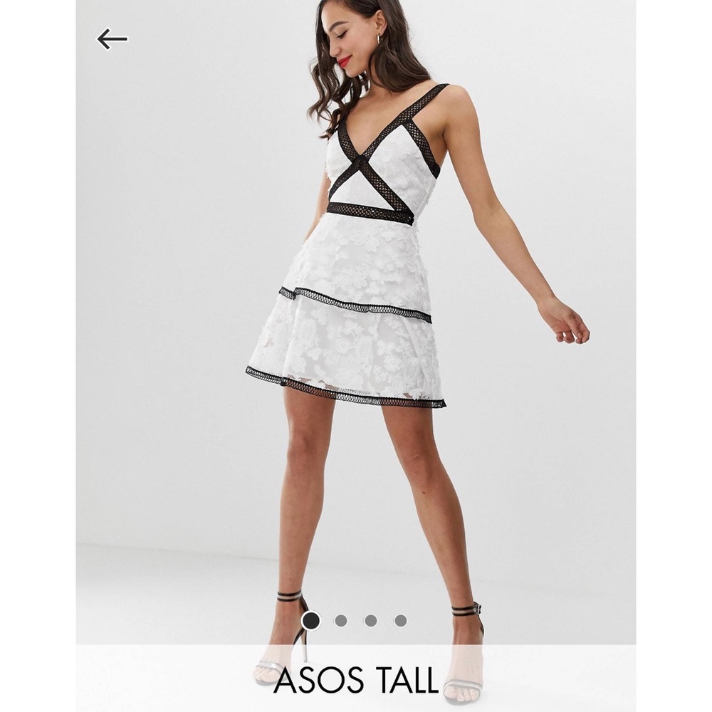 ASOS Tall Mini Dress Floral Embroidered Broderie